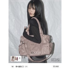 팬시클럽 벨티드 워싱 레더백